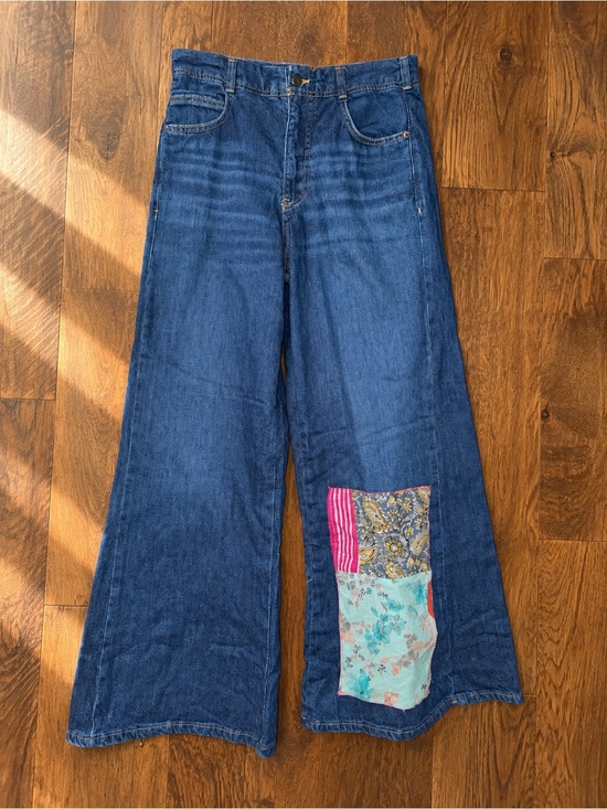 Pilcro Denim - Pilcro Blue High Rise Wide-Leg Patchwork Denim Jeans Sz 30 NWOT